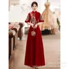 Вечерние платья Тостовый наряд Cheongsam невесты 2023 Красный китайский стиль Возвратные платья Женские зимние платья для подиума маленького роста
