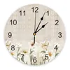 Relógios de parede flores vintage relógio de design moderno decoração de sala de estar decoração silenciosa de casa