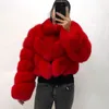 Womens Fur Faux Winter Ladies Fluffy Fashion Thick Warm Coat Crop Top Women Real Fox Jacket 231129