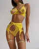 Sexy set MIRABELLE Sensuele lingerie uitgesneden bh vrouw 4 stuks erotische korte sets kanten ondergoed kousenbanden exotische kostuums 231129