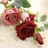Fleurs décoratives Rose branche unique Multi tête mariage Simulation fleur salon décoration tir île artificielle promenade