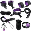 Juguete sexual masajeador de alta calidad Bdsm, juego de Bondage de cuero genuino, esposas, Collar, mordaza, látigo, juguetes para mujeres, parejas, juegos para adultos