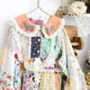 Casual klänningar 114 cm Byst Spring Autumn Women Sweet Mori Kei Girl Loose Plus Size Floral Embroidered Lace Patchwork Bekväm bomull