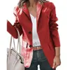 Womens Leather Faux Office Blazer Long Sleeve Singlebreasted Flap Pockets Fashion Lapel Women Business Suit Jacket Formal Occasions 231129