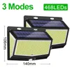 2023 new 468 LED Solar Light Outdoor Solar Lamp With Motion Sensor Solar Powered Sunlight Spotlights For The Garden Street each 2pcs in one retail box