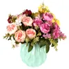 Kwiaty dekoracyjne sztuczne 7 głów Pink jedwabna herbata róża piwonia fałszywy kwiat do majsterkowiczów