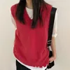 Läder mode kvinnors v hals stickad väst ärmlösa toppar streetwear billig grossist tröja kappa gratis frakt koreansk ny