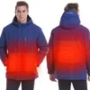 Vestes d'extérieur pour hommes, couleur unie, chauffage électrique intelligent USB, manteau de sport chaud avec fermeture éclair, coupe-vent de randonnée et d'escalade