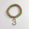 Strand Fashion Arabische cijfers 0-5 strass hanger groen roze parel meisje armband