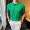 Men's Polos Breathable Quick Drying Short-sleeved Polo Shirt Men Summer Knitted Solid Color Trend Lapel Half-sleeved Slim T-shirt Thin Model