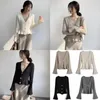 Women's Knits Flared Sleeve Knitted Cardigan Big V-neck Short Spring And Autumn Waist Temperament Small Fragrance Sweater Jacket