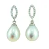 Boucles d'oreilles en forme de goutte en or blanc 14 carats, cadeau tendance, avec perles et diamants, pour femmes