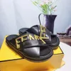 Designer Sandals Slippers Woman Shoe Beach Letter F di Graphy Black Leather Slides Sandals with Wide Crossover Bands Made of Black Leather Embellished