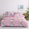 Dessin animé licorne enfants linge de lit ensemble doux confortable doux literie couvre-lit taie d'oreiller drap filles ensemble de literie pour adultes LJ292u