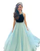 Navy-Ice Blue Girl Pageant Dress 23 Keyhole Crystal Velvet Little Kid Compleanno Abito da festa formale Infant Toddler Teens Preteen Tiny Young Junior Miss Royal Nero-Bianco