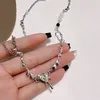 Anhänger Halsketten ZG Verkauf Süße Cool Black Love Lava Halskette Für Frauen Personalisierte Perle Kristall Schlüsselbein Kette Schmuck