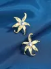 Stud Earrings 2023 Cute Pink Bow Flower For Women Zircon Inlaid Gold Color Fashion Party Jewelry Sweet Gift