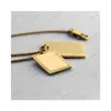 Pendentif Colliers 10 Style Uni Collier 316L Titane Acier Gravé Lettre 18K Plaqué Or Avec Un Seul Coeur Punk Drop Livraison Juif Dhzjv