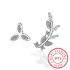 Boucles d'oreilles à tige en argent Sterling 925 feuille asymétrique pour femmes bijoux de mariage dames S925 boucle d'oreille en cristal Brincos Pendientes