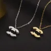 Luxe designer merk dubbele letter hangdoek kettingen ketting 18k gouden vergulde schairet trui ketting voor vrouwen bruiloft Joodse accessoires