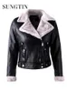 Femmes en cuir Faux Sungtin Design veste fourrure Moto manteau mode Streetwear automne hiver basique vêtements de dessus pour femmes 231129