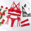 Set sexy squisito set lingerie floreale sexy set reggiseno trasparente in pizzo reggiseno push-up perizoma reggicalze 3 pezzi set intimo lingerie sexy 231128