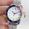 Top OM Factory Cal.2507 Movement Watch Men's 41mm Diver Limited 007 White Dial Sapphire Glass 300m Rostfritt stål Armband Män