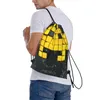 Shopping Bags Thought Space Invaders Retro Game Portable Hiking Drawstring Riding Gym Clothes Storage Backpacks