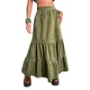 Röcke Damen Langer Rock A-Form Frauen Spitzenbesatz Lockere Passform Sommer Boho-Stil Hohe Taille Vintage Tägliches Outfit