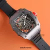 Tasarımcı Ri Mliles Luxury Watchs Mechanical Watch RM035 İsviçre Otomatik Hareket Safir Aynası İthal Kauçuk Saat Bantbandpz2n