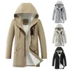 Heren Down Parka Winter Capuchon Mannen Windjack Verdikte Fleece Voering Jas Rits Middellange Overjas 231129