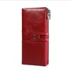 Portafogli RFID Olio Cera Polvegne Pullo Porta Porta del Porta A Guida Guida Mashion's Fashion's Fashion Style Long Size Black Red Cof2743