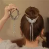 Angel Wings Hair Bun Hair Clips Women Girls Rhinestone Tassel Ponytail Button Hairpin Golden Fashion Accessories GC2482