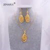 Bruiloft Sieraden Sets sets Afrikaanse gouden kleur voor vrouwen bruids Indiase Ethiopië Dubai ketting oorbellen set bruiloft sieraden vrouw geschenken 231128