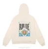 Men and women Sweatshirts Rhude Hoodie the United States High Street Printed Black Fashion Long Sleeve