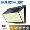 2023 new 468 LED Solar Light Outdoor Solar Lamp With Motion Sensor Solar Powered Sunlight Spotlights For The Garden Street each 2pcs in one retail box