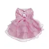 Vestidos sólido rosa meninas gato vestido pequeno cão mini festa designer roupas para cães véu saia princesa pet vestido formal transporte da gota