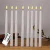 Pacote de 8 velas cônicas LED remotas brancas quentes sem chama, lâmpada realista de cintilação brilhante operada por bateria, velas LED marfim de 28 cm H12233a