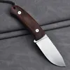 Tactiques de survie en extérieur de Messen D2 Small Straight Knife en bois Handle Integrated Camping Hunting Personal Defense Soutien outil