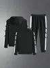Survêtements pour hommes trois pièces à capuche veste pantalon costume sport décontracté mode simple avec rayures automne et hiver 231129