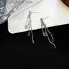 Stud 1 Pair Creative Pin Chain Tassel Drop Earrings For Women Funny Pop Punk Hip Hop Earrings Ear Jewelry YQ231128