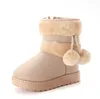 Bottes de neige pour enfants, boule de laine d'hiver, bottes épaisses et chaudes en coton, chaussures en peluche pour garçons et filles