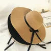 Casquette d'été pour filles, ruban noir, chapeau de paille ondulé pour filles, chapeau Panama pour enfants, casquette de soleil pour bébé, chapeaux de plage 2493