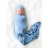 Cobertores lenço de bebê de alta qualidade faixa de cabelo neonatal conjunto de duas peças verão impressão chapéu swaddle cobertor