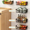 Dish Racks Wall Mounted Kitchen Storage Basket Metal Organizer Storage Rack For Spice vegetable Fruit 231124