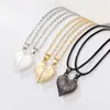 S3872 Fashion Jewelry Couple Love Heart Necklace Magnetic Romantic Friends Lovers Choker Pendant Necklaces 2pcs/set