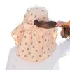 Brede rand hoeden wandelen vrije tijd UV -bescherming Creatieve sjaal Gezicht en nek Ademend gaas beschermen