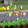 Trädgårdsdekorationer Butterfly Stakes Färgglada fjärilar för utomhusgård Planter Flower Potted Lawn Ornament Bonsai Decor FakeButterfly