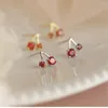 Stud Earrings Cherry For Girls Red Crystal Mini Small Simple Exquisite Lovely 2023 In Korean Fashion Trend Jewelry Wholesale