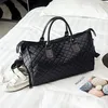 ダッフェルバッグメンズファッション格子縞の旅行バッグ汎用性のある女性ダッフル週末ナイロンショルダービッグハンドバッグ
